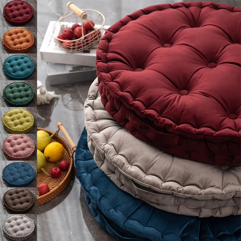 Meditation Cushion Zafu - 60x60cm Nordic Plain Velvet Tatami Round