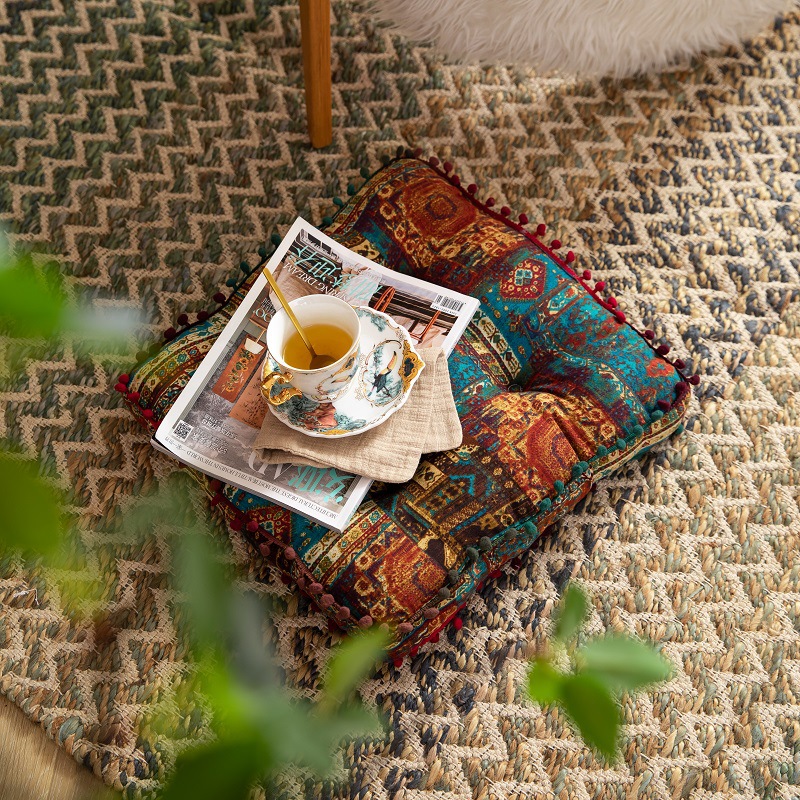 Boho Velvet Round Pouf Square  – Meditation Cushion Zafu recenzja i cena