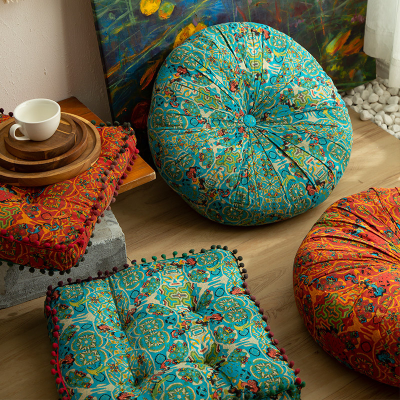 Boho Velvet Round Pouf Square  – Meditation Cushion Zafu recenzja i cena