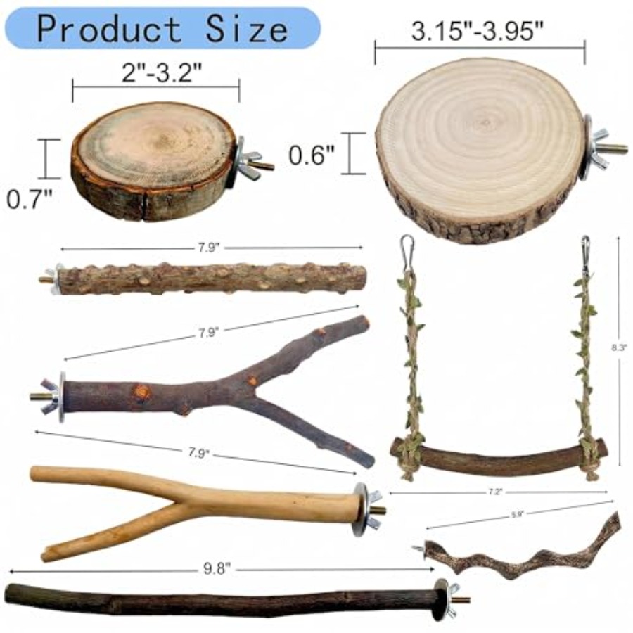 8PCS natural wood bird perches – Health & Wellness Unit recenzja i cena